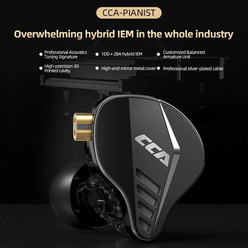 CCA PIANIST 1DD+2BA Hybrid IEM Metal Wired Headphone In-Ear Monitor - Image 4