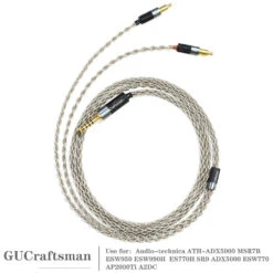 GUCraftsman 6N Single Crystal Silver Headphone Cables For Audio-technica ATH-ADX5000 MSR7B ESW950 ESW990H ES770H AP2000Ti A2DC