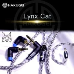 HAKUGEI Lynx Cat Black Litz Copper-silver Alloy & Silver Plated OCC Earphone Cable Modular Plug 3 To1 - 2Pin MMCX QDC