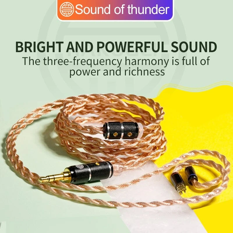 HAKUGEI Sound Of Thunder Litzs 6N OCC Copper Mixed Silver Earphone Cable 2Pin MMCX - 2.5 /3.5 /4.4