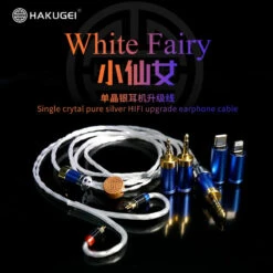 HAKUGEI White Fairy Single Crystal Pure Silver HiFi Upgrade Earphone Cable