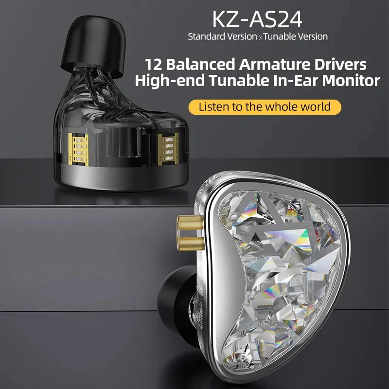 KZ AS24 12 Balanced Armature Drivers Tunable In-Ear Monitors - Image 4